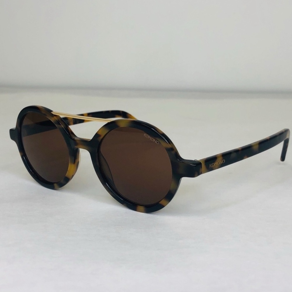Tortoise Shell Round Sunglasses NEW KOMONO The Vivien Brown Gold - Picture 6 of 10